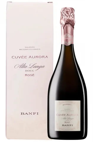 Bottiglia di Alta Langa Rosè Extra Brut 'Cuvée Aurora' 2021, Banfi